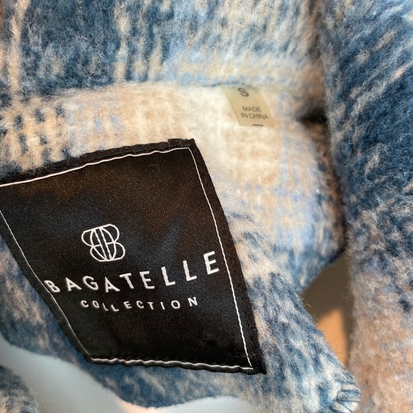 BAGATELLE Collection Plaid Brushed Shacket Womens Small Oversized Fuzzy Blue - Picture 9 of 15